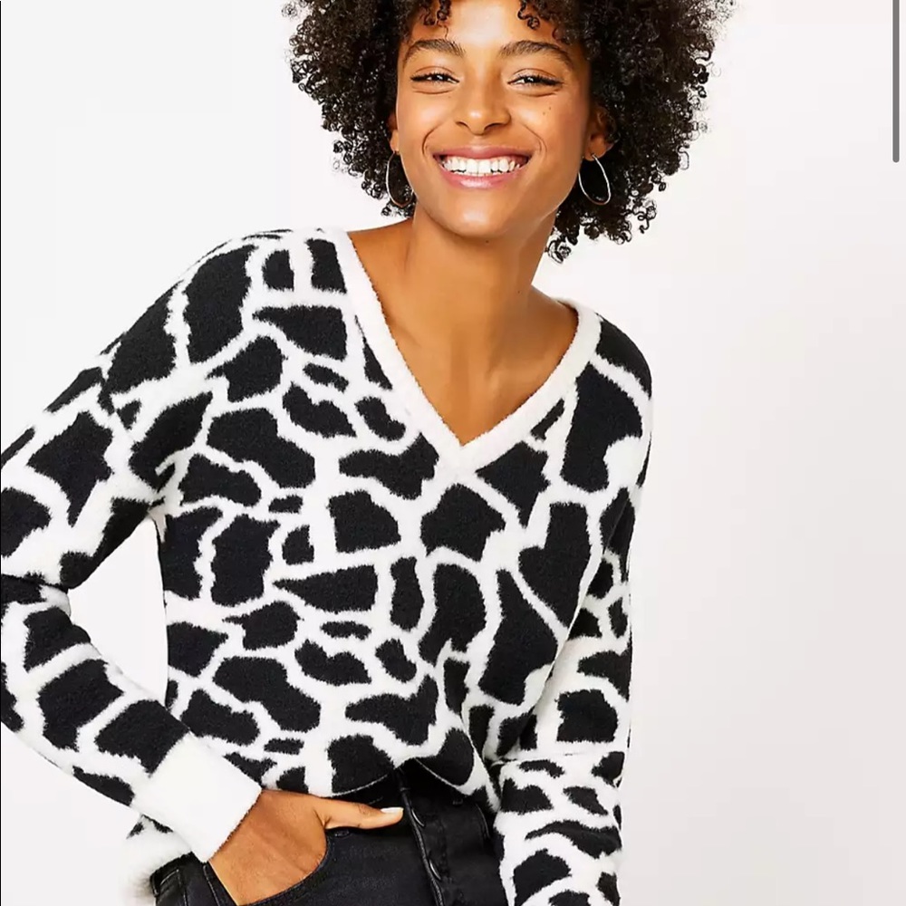 NWT Loft Animal Spotted V-Neck Sweater